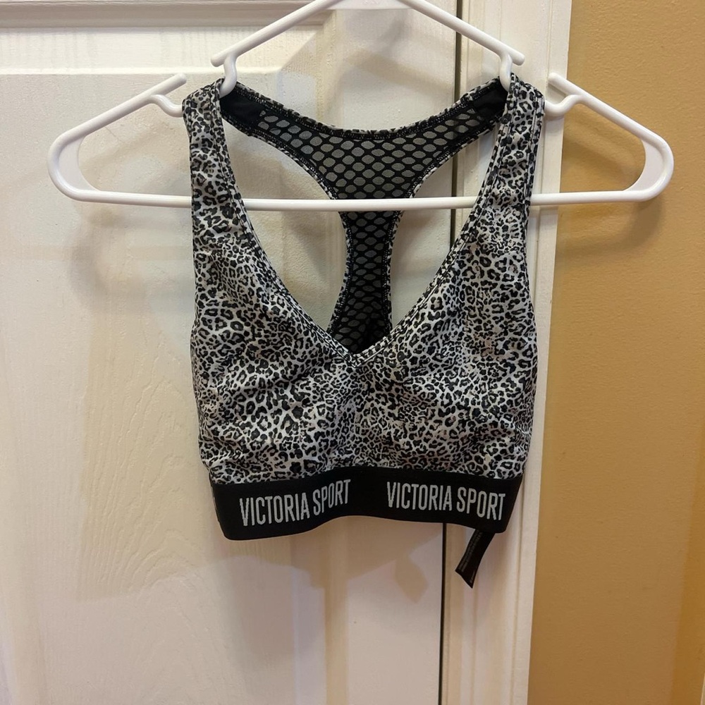 Victoria's Secret Black and Gray Animal Print Sports Bra